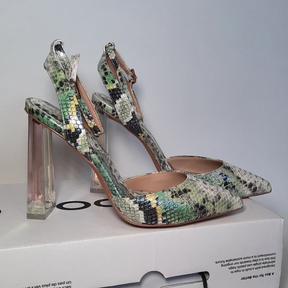 ALDO: Multicoloured Snake Print High Heels, Size 6 - Picture 4 of 8